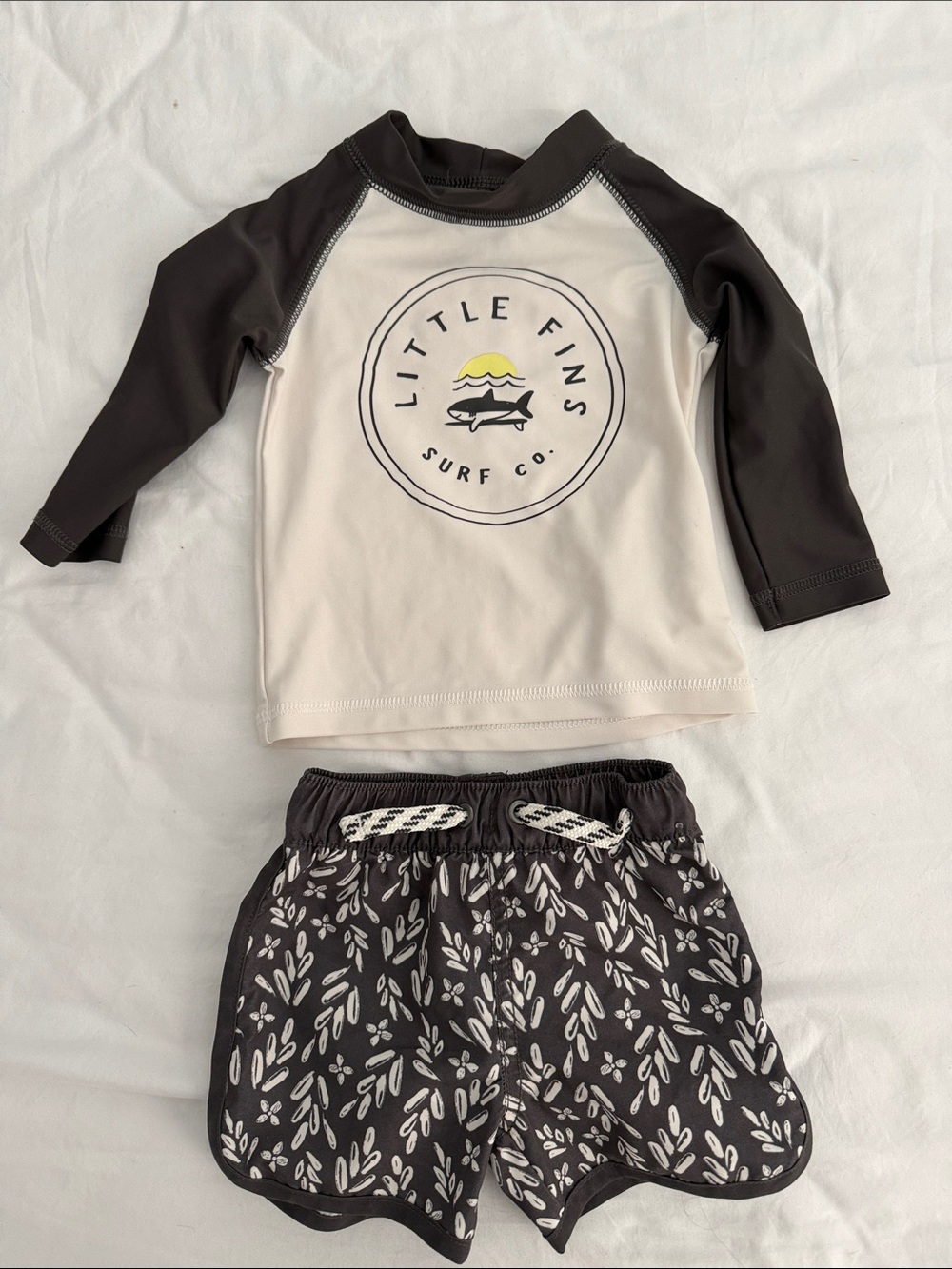 Baby swim Black & Cream Rash Guard Set 3-6months